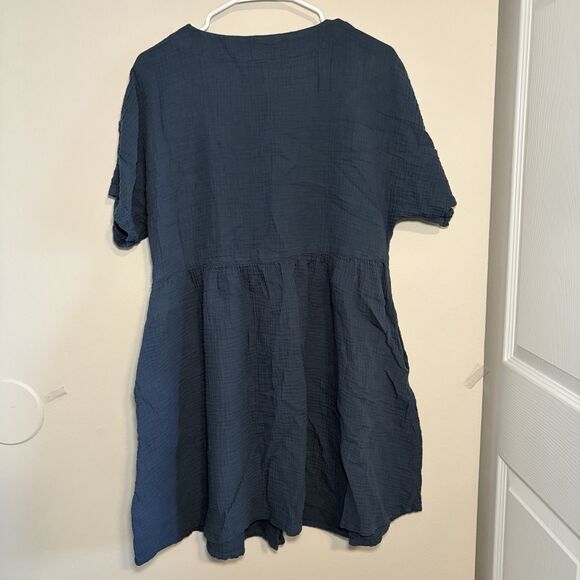 Madewell Lightspun Button Front Minidress Blue Women L - Picture 5 of 8